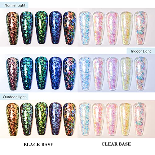 Born Pretty Nail Confetti Powder Chameleon Flakes Paillette Chrome Nail Powder Irregular Nail Art Glitter Sequins Flakes 5 Jars #TOP1