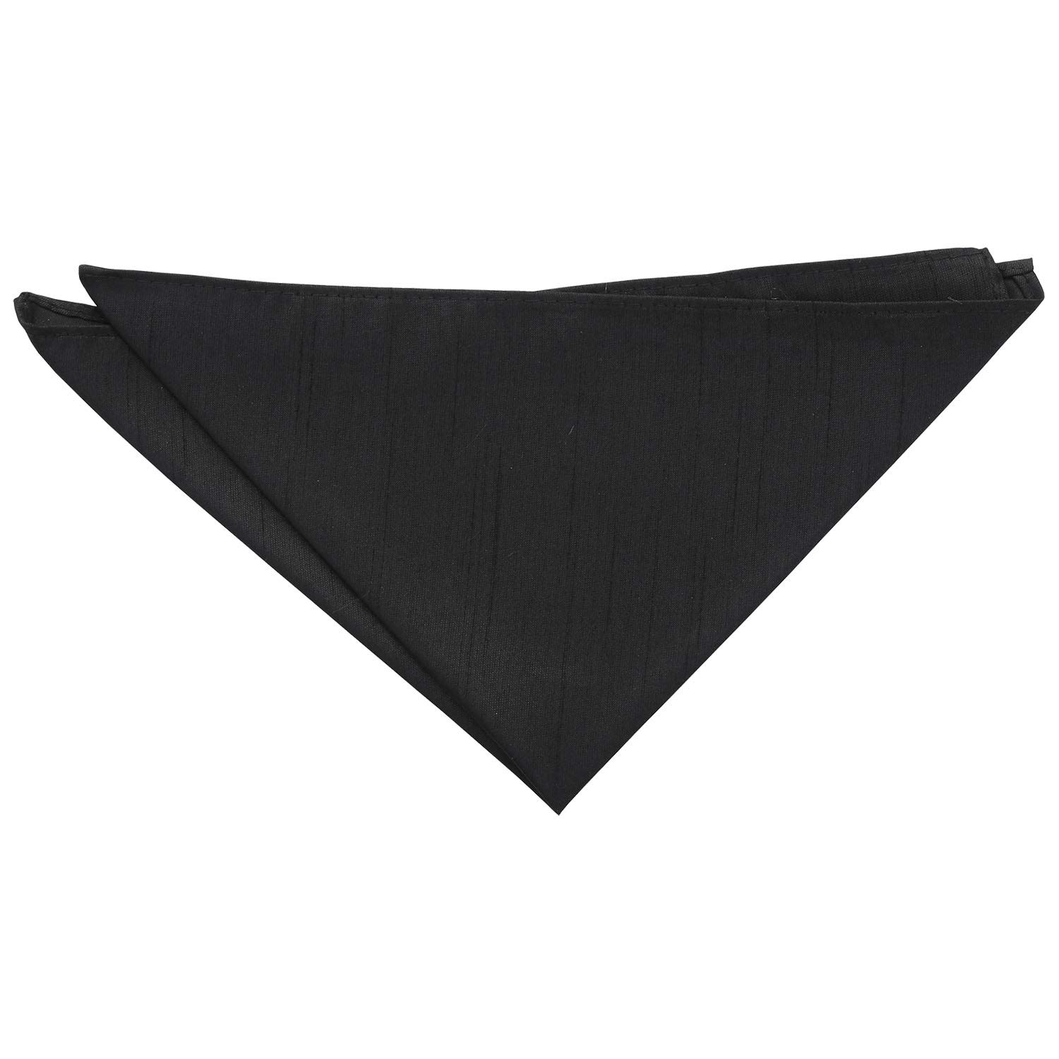 DQT Mens Plain Shantung Pocket Square - Wedding, Business & Formal Suit Handkerchief - Black