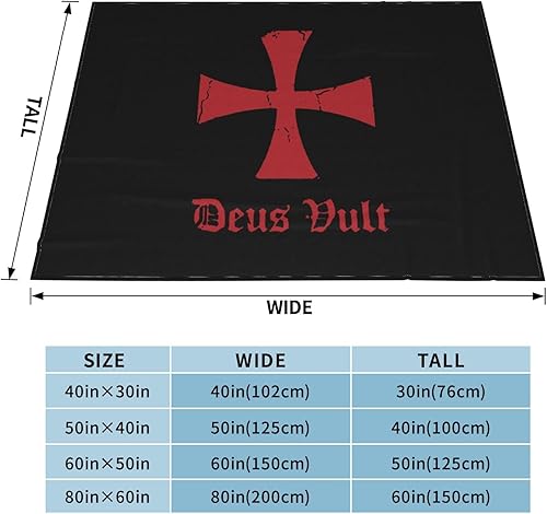 Miniatura 4 de Deus Vult Knights Templar Cross - Manta térmica, ligera, súper suave y cálida para todas las estaciones, para sofás
