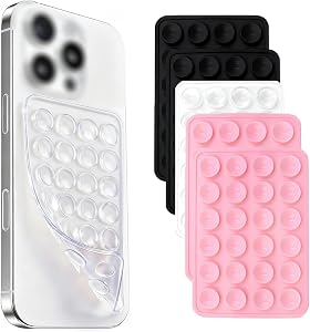6 Pcs Silicone Phone Sticky Grip, Non Slip Suction Cup Phone Mount,Hands-Free Accessories Holder for Selfies and Videos