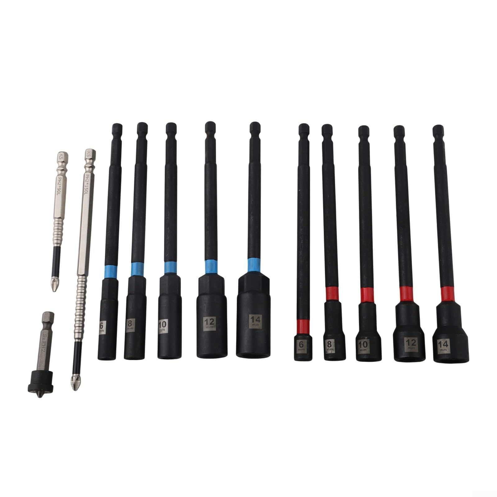 Juego de 13 Llaves de Tubo de 150 mm, Adaptador de Broca para Destornillador Hexagonal, Manguito de extensión con Puntas magnéticas, vástago de 1/4 de Pulgada para Taladro de Impacto, reparación de a