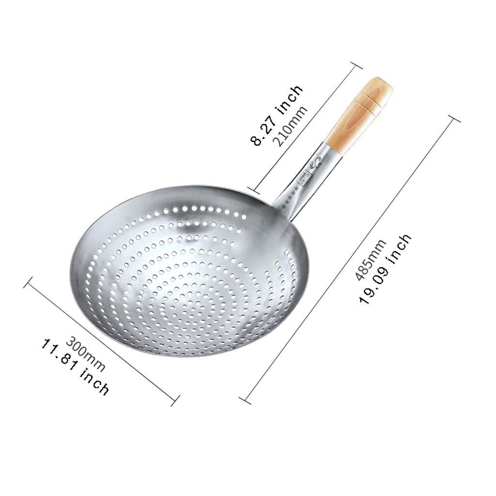cuchara agujereada Cocina alambre de acero inoxidable colador de acero inoxidable mango de madera tamiz del grado comercial colador grande for la familia hotel Restaurantes (10.2" ) colador ( Size : L