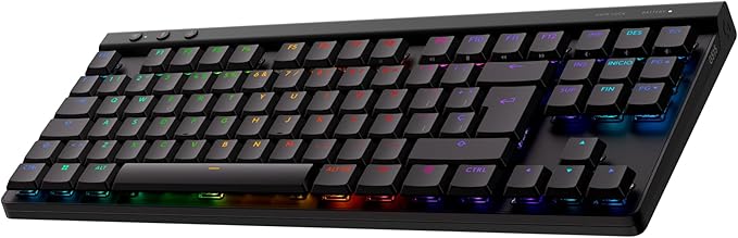 Logitech G G515 Lightspeed TKL de Perfil bajo Teclado para Gaming inalámbrico, RGB LIGHTSYNC, diseño Fino sin Teclado numérico, Teclas de PBT, interruptores mecánicos táctiles, US INT'L - Negro