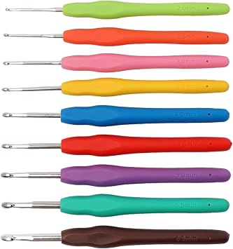 Crochet Hooks Set, 9 Pcs Crochet Kits for Beginners Adults, Ergonomic Soft Grip Handles, Smooth Knitting Needles Kit for Arthritic Hands, Crochet Needle Best for Women2mm to 6mm Crochet Hook