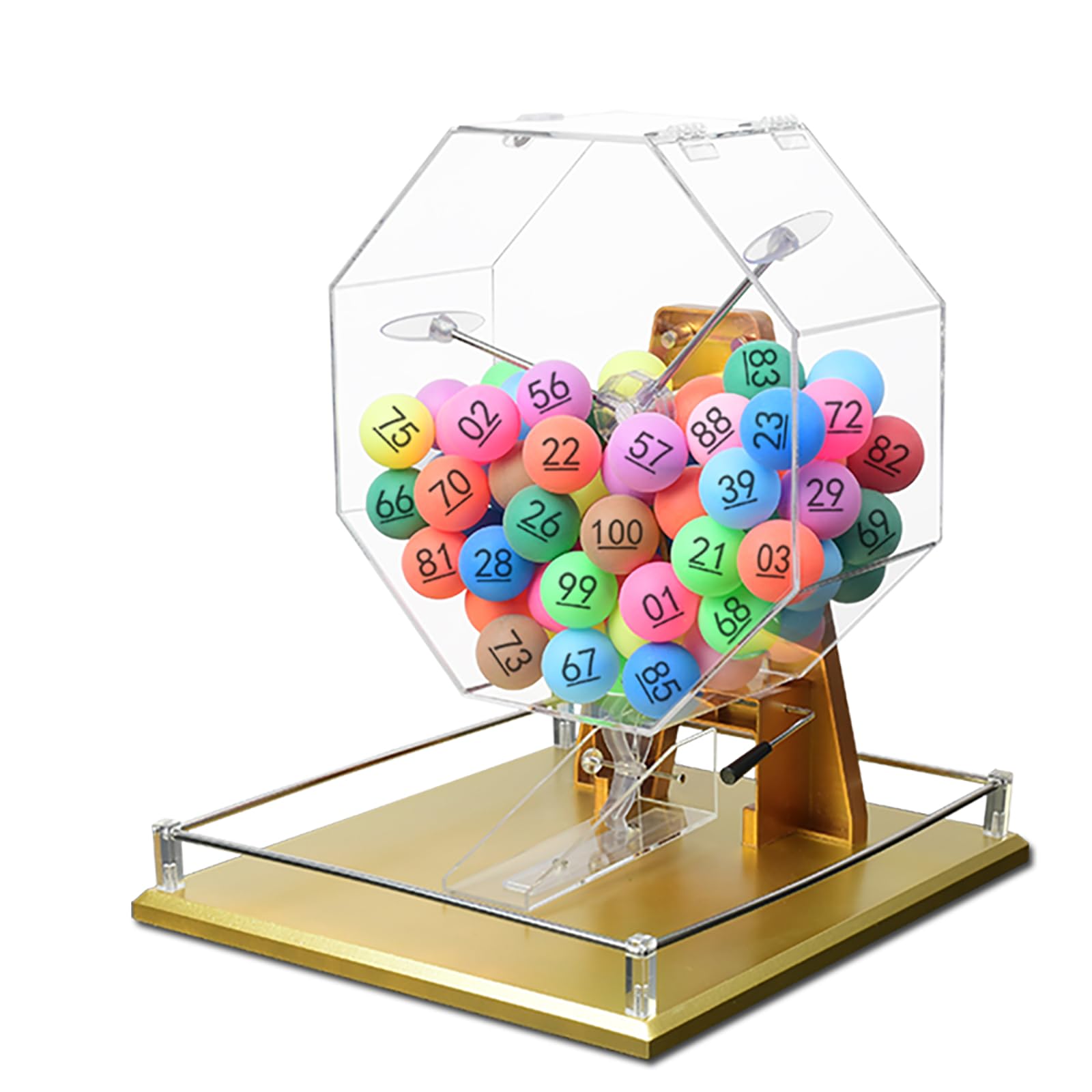 Selector manual de bolas de lotería, máquina de juego de manivela para 100 bolas, juego de bingo de lujo para grupos grandes, ideal para lugares de entretenimiento y centros comerciales