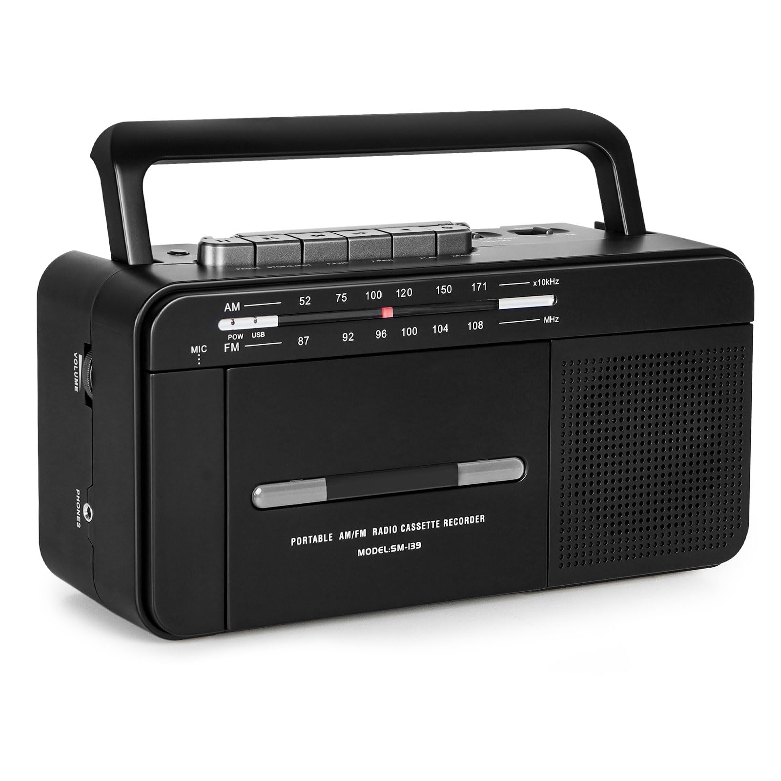 Portable Cassette Tape Player, Audio Cassette to MP3 Digital Converter via USB, Record to Cassettes/USB via Mic, AM FM Cassette Recorder, 6W Speaker and Headphone Jack, 16GB USB Included