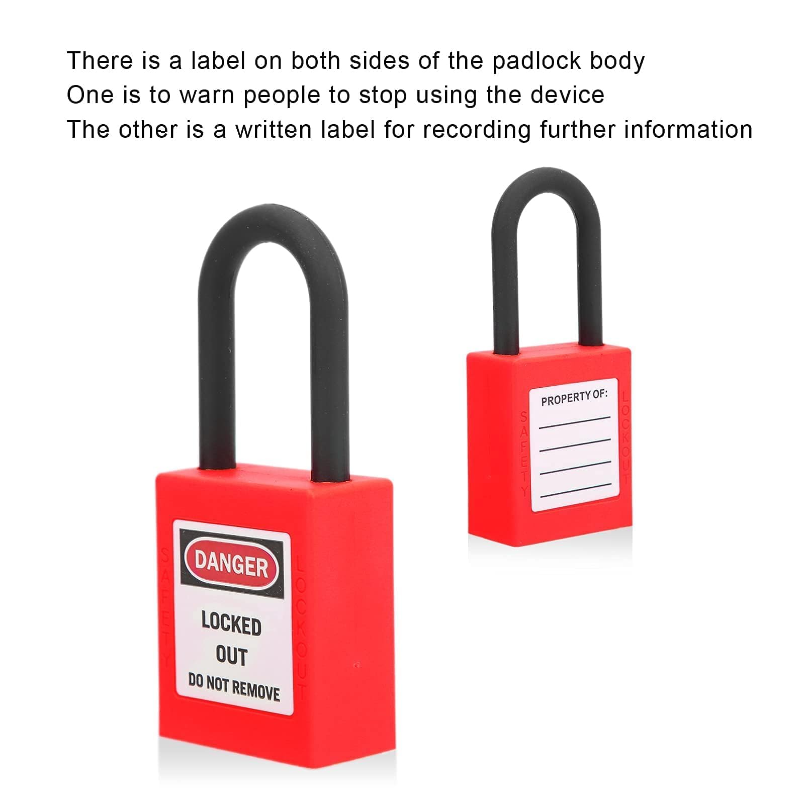 Lockout Lock 38mm, 10 Set Lockout Tagout Lucchetto Strumento di Sicurezza Lucchetti di Sicurezza Elettrica per Fabbriche (Rosso)