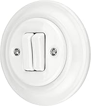 Interrupteur double encastré en porcelaine rétro, tout-en-un, série PR1, blanc