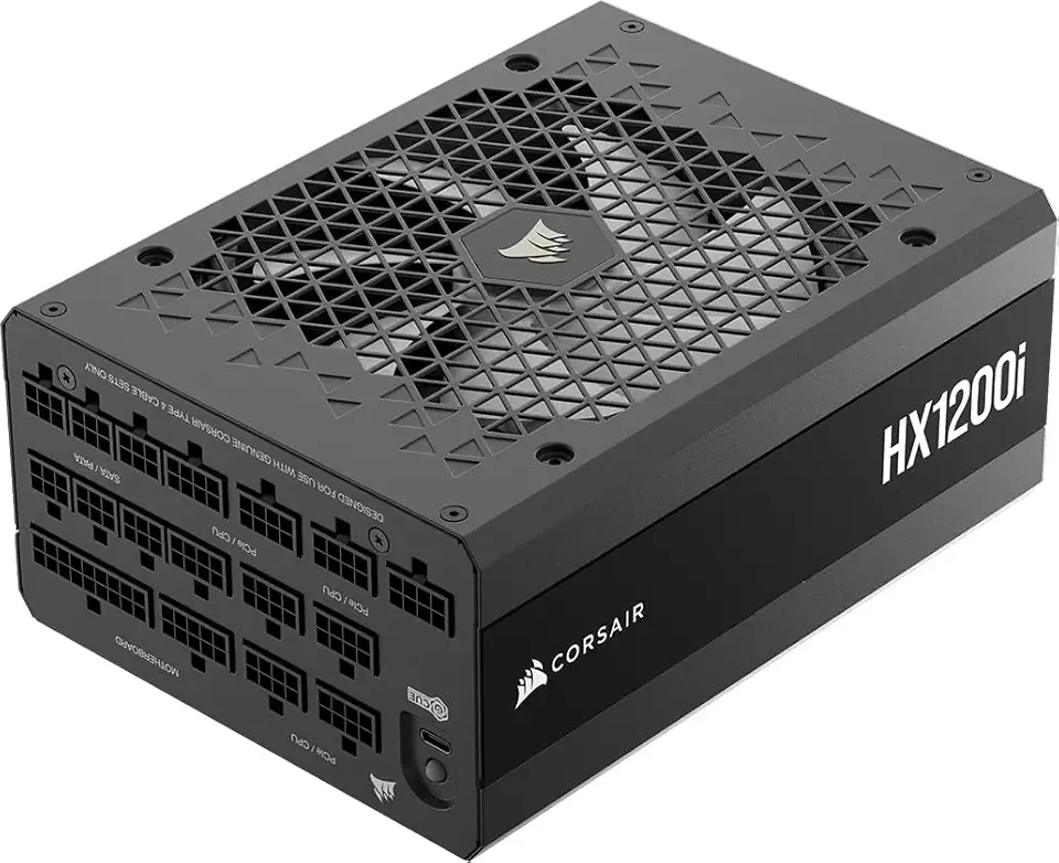 Corsair HX1200i (2025) Fully Modular Ultra-Low Noise ATX Power Supply with 12V-2x6 Cable – ATX 3.1 &amp; PCIe 5.1 Compliant, Cybenetics Platinum Efficiency, Fluid Dynamic Bearing Fan – Black