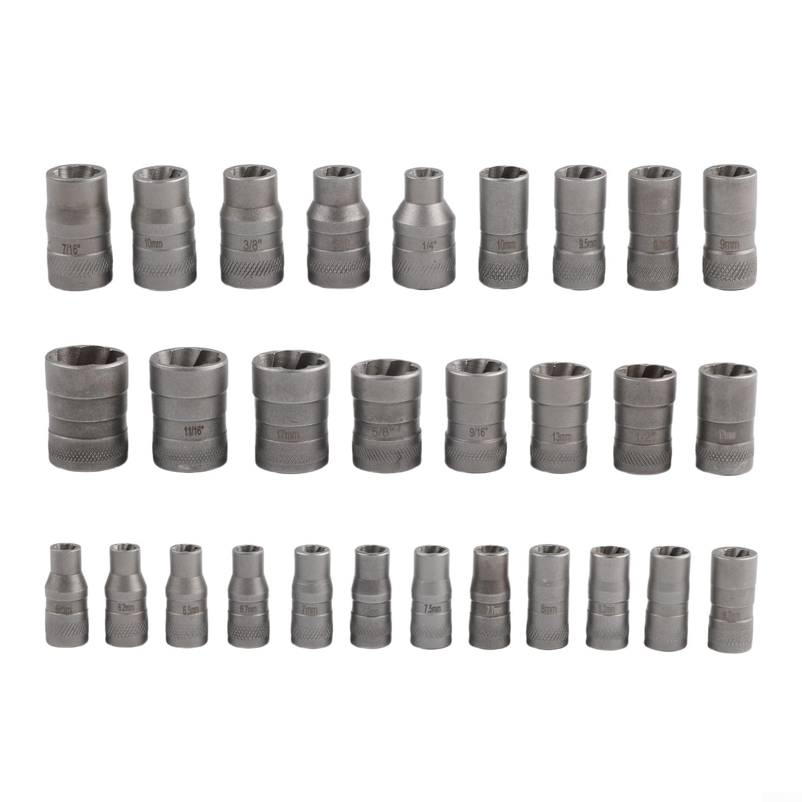 Juego de extractores de tuercas Bolt Plus de 32 piezas con 0. y pernos dañados más tuercas en Home Plus Work 25 y 3 sobre 8 adaptadores para quitar óxido