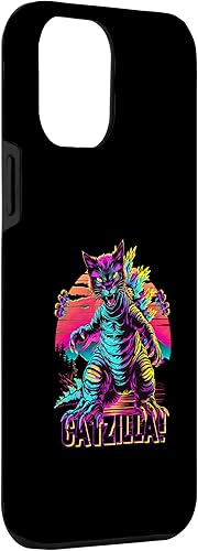 Miniatura 3 de iPhone 14 Pro Max Streetwear Synthwave 80s 90s Catzilla Cat Japanese teen Case