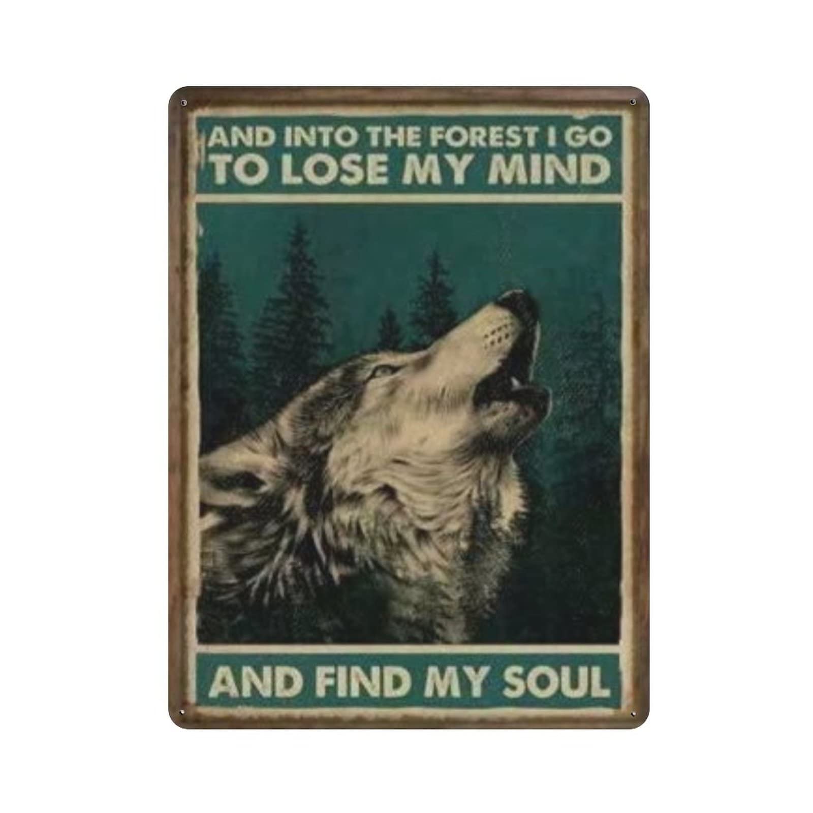 AOOEDM Wolf Metal Tin Signs for Man Cave Funny Art Wall Plaque Kitchen Bar Sign Coffee Shop Garage Wall Decor Hanging Decor
