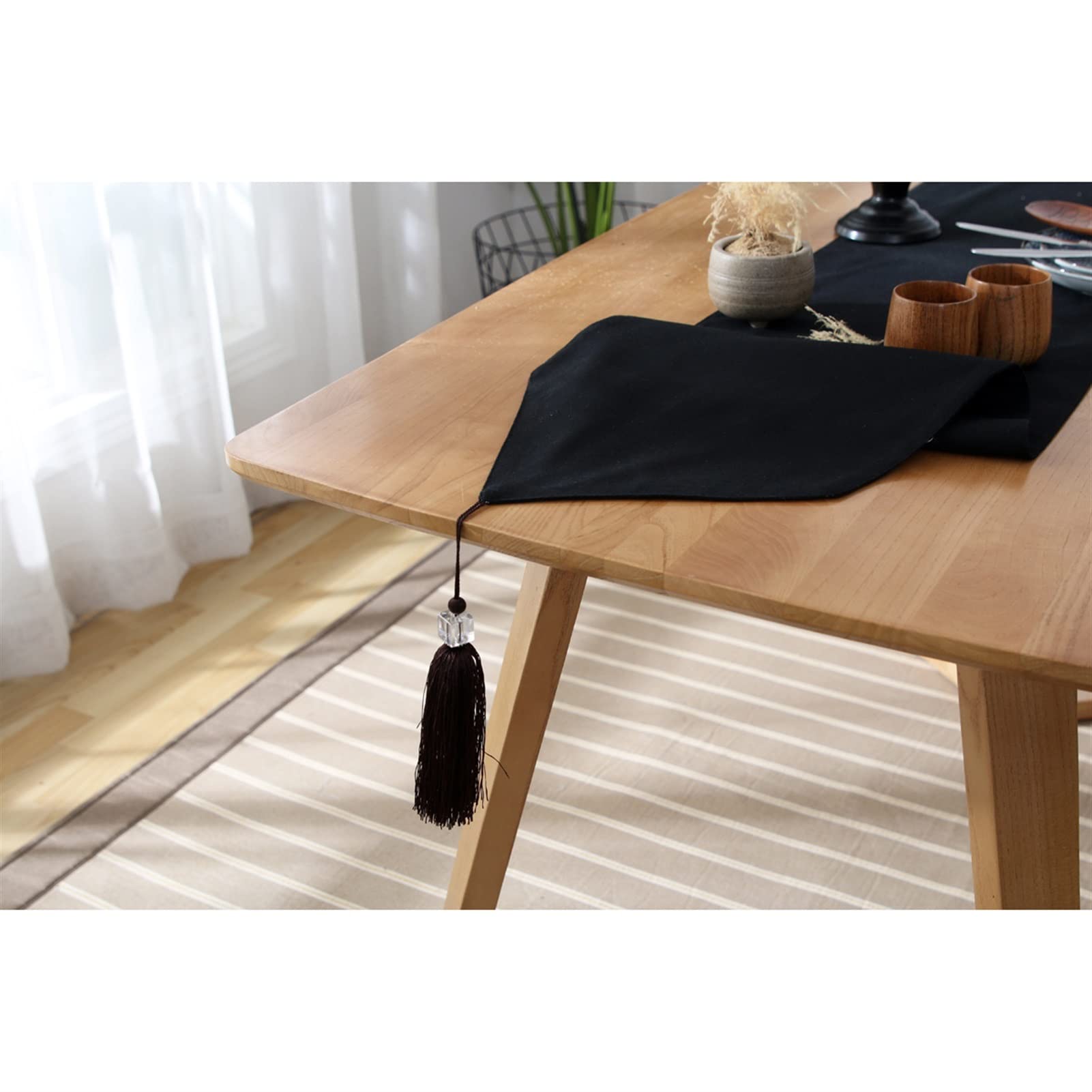 Elegancki i luksusowy Biały elegancki stół obrusowy czarny stół akcesoria Prezenty świąteczne (Color : Black, Size : 33x200cm)
