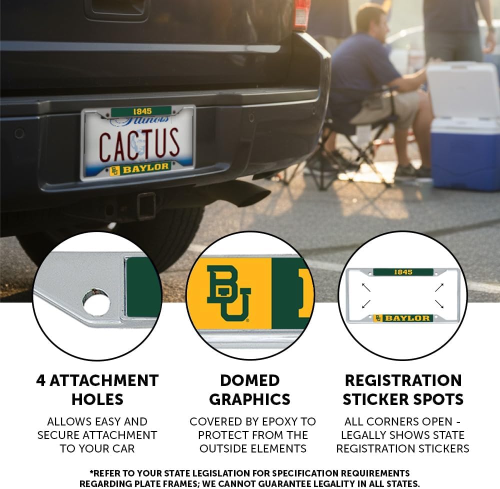 Desert Cactus Baylor University Car Accessories Bears Metal License Plate Frame and Tag Holder for Front or Rear of Car (Founding Year)