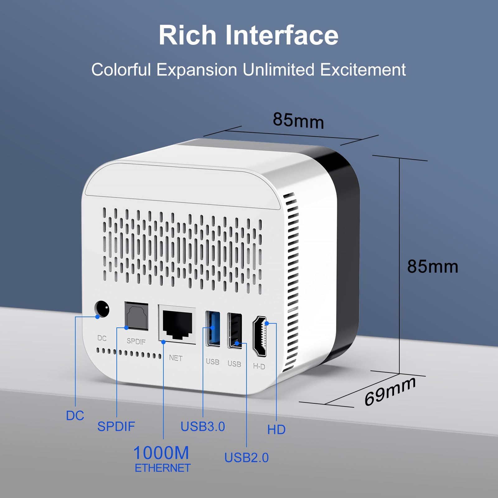 CHROX Box TV Android 14, H96max H728, Processeur Octa-Core, Ethernet 1000 Mbit/S, Wi-FI 6, 4K, 8K HD, Double Wi-FI 2,4 Ghz/5,8 Ghz, Bluetooth 5.0, USB 3.0, 3D, H.265.,4gb+128gb