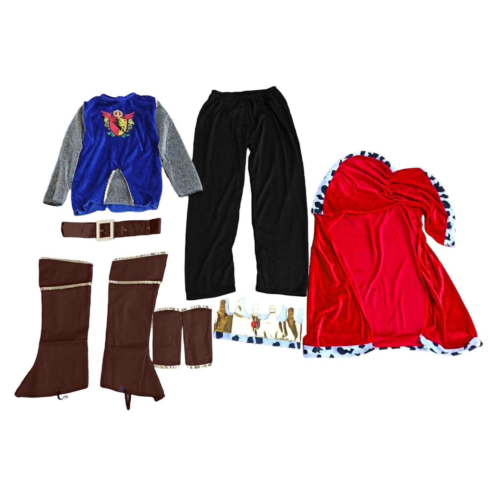 MaNMaNing Costume Carnaval Enfant Garcon Roi Cape Sceptre Cosplay Médiéval Fête Anniversaire Spectacle Tenue Monarque Souverain Costume Enfant Garcon 3 13 Ans