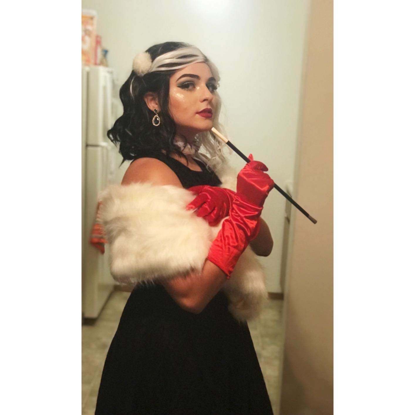 BUFASHION 14" Women Short Light Pink Kinky Straight Cosplay Synthetic Wigs With Air Bangs 46 Colors Available (Black and White) - Image 7