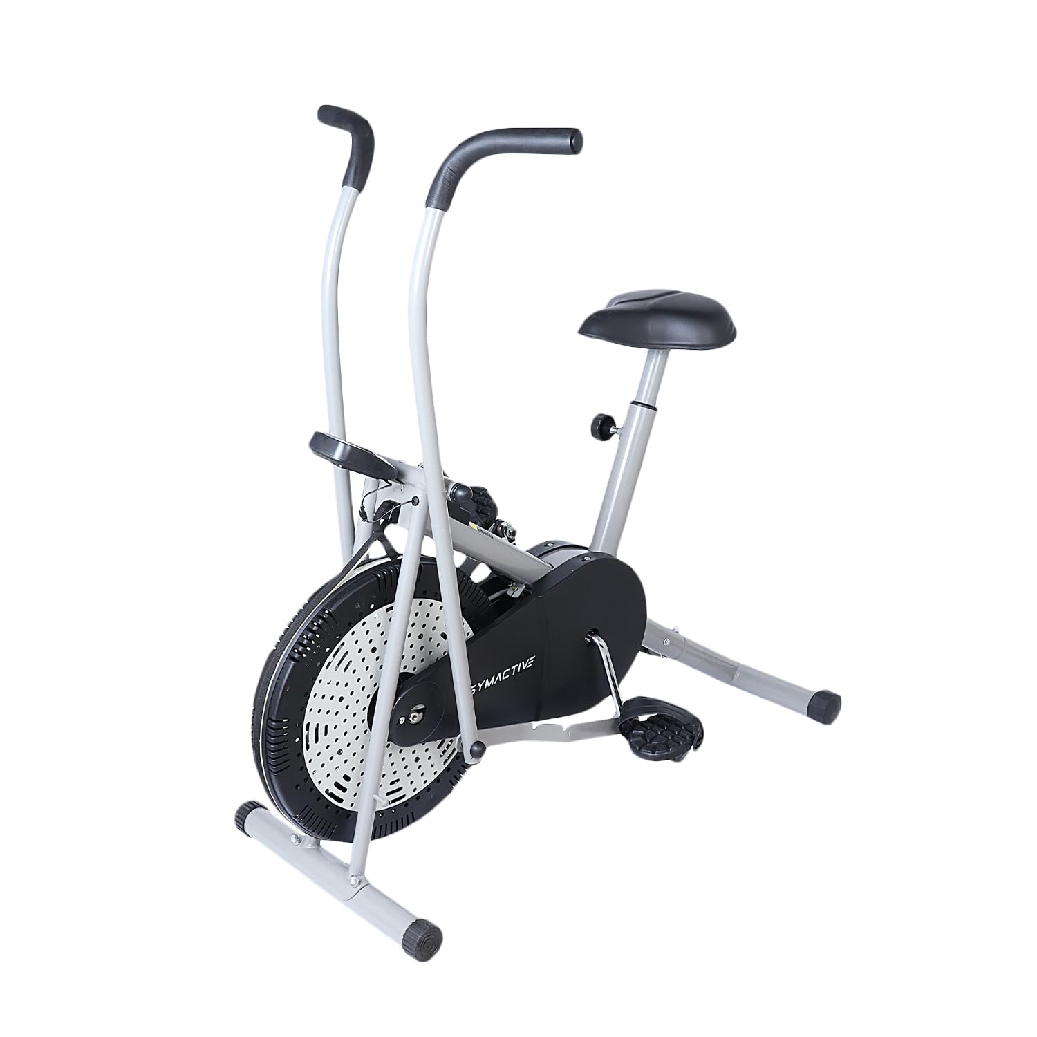 Air Bike Exercise Cycle with Moving/Stationary Handles, Adjustable Resistance with Cushioned Seat, Max User Weight 100 Kg