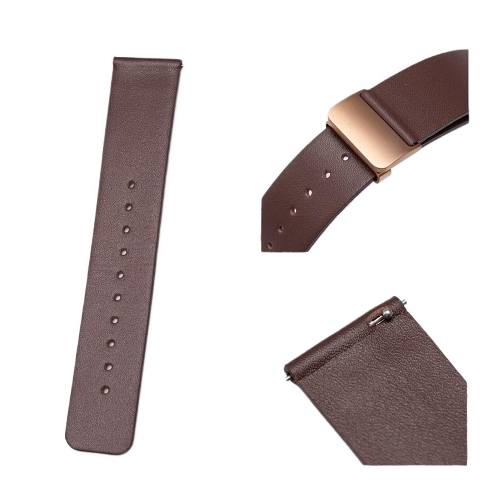 Negocios Deportes Cuero Silicona Hombres y Mujeres Accesorios al Aire Libre Compatible con Huawei B5 B6 B7 B3 B2 Reemplazo de Correa de Reloj 16 18 20 mm(Brown-Rose,16mm)