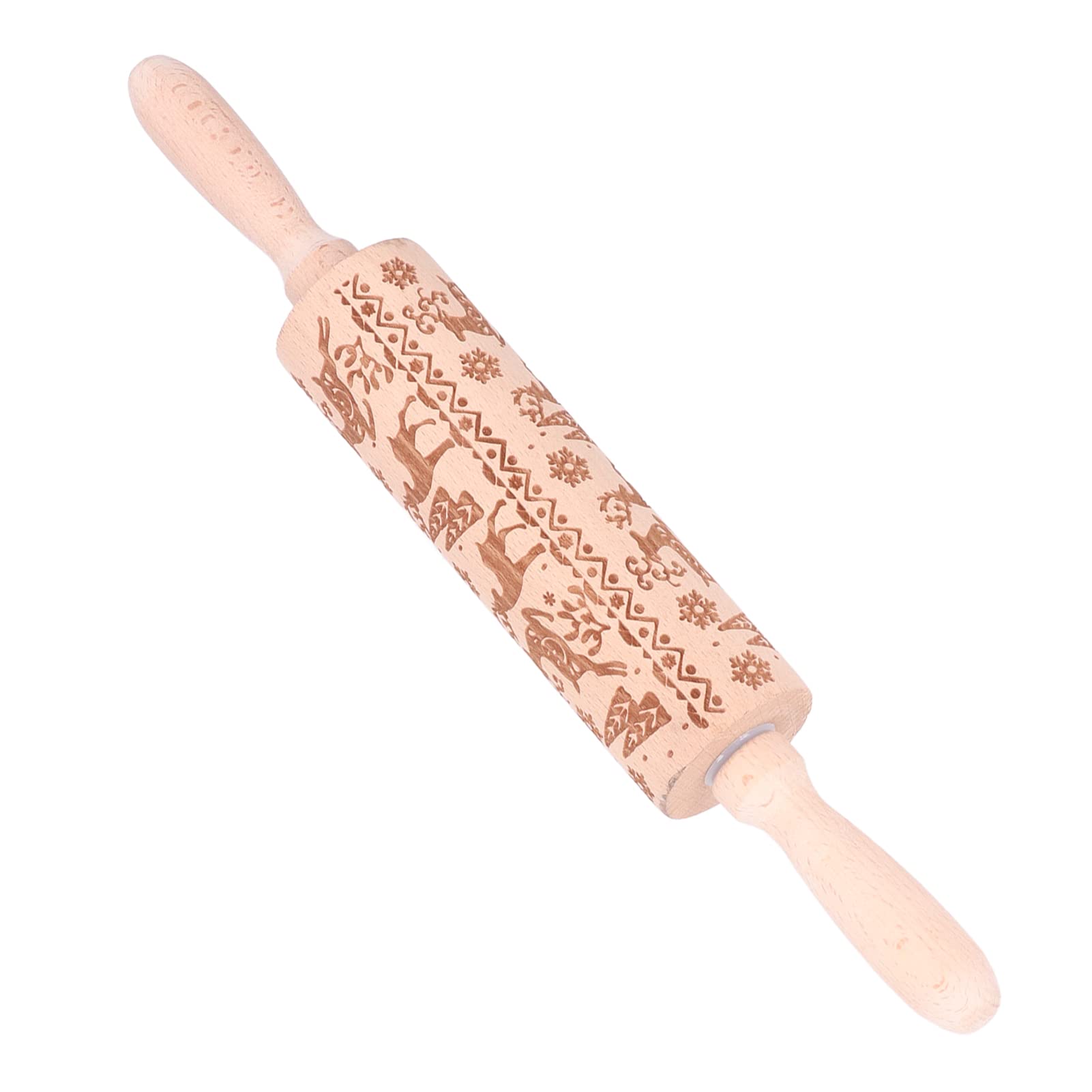 Madera con símbolos temáticos Grabados en 3D para Hornear Galletas en Relieve, Pasteles, Pizza, Galletas, Rodillo, Herramienta de Cocina, 13,78 Pulgadas (costumbres exóticas)