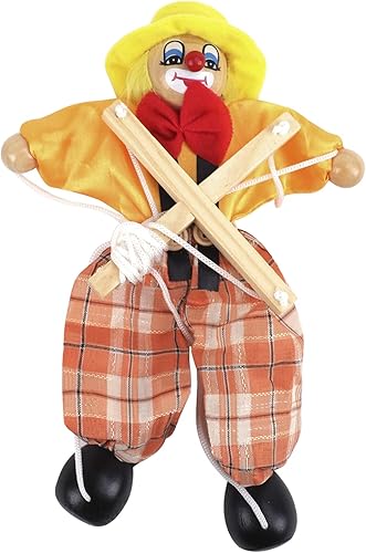 Miniatura 3 de Marioneta de mano, payaso de madera, juguetes de marioneta, cuerdas de tirar, muñeca de marioneta, manos y pies móviles, regalo de Navidad para