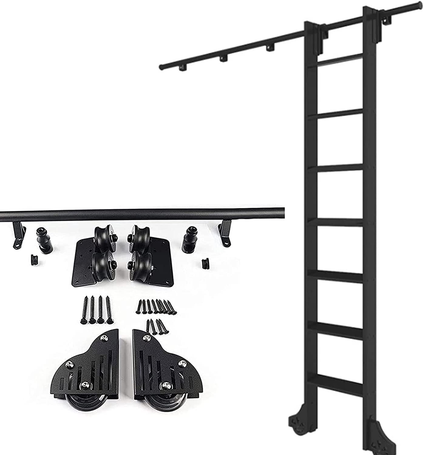 Rolling Ladder Hardware Kit, 3.3ft-20ft Mobile Sliding Library Ladder Tracks Hardware For Home/Loft, Sliding Barn Door Hardware (No Ladder)