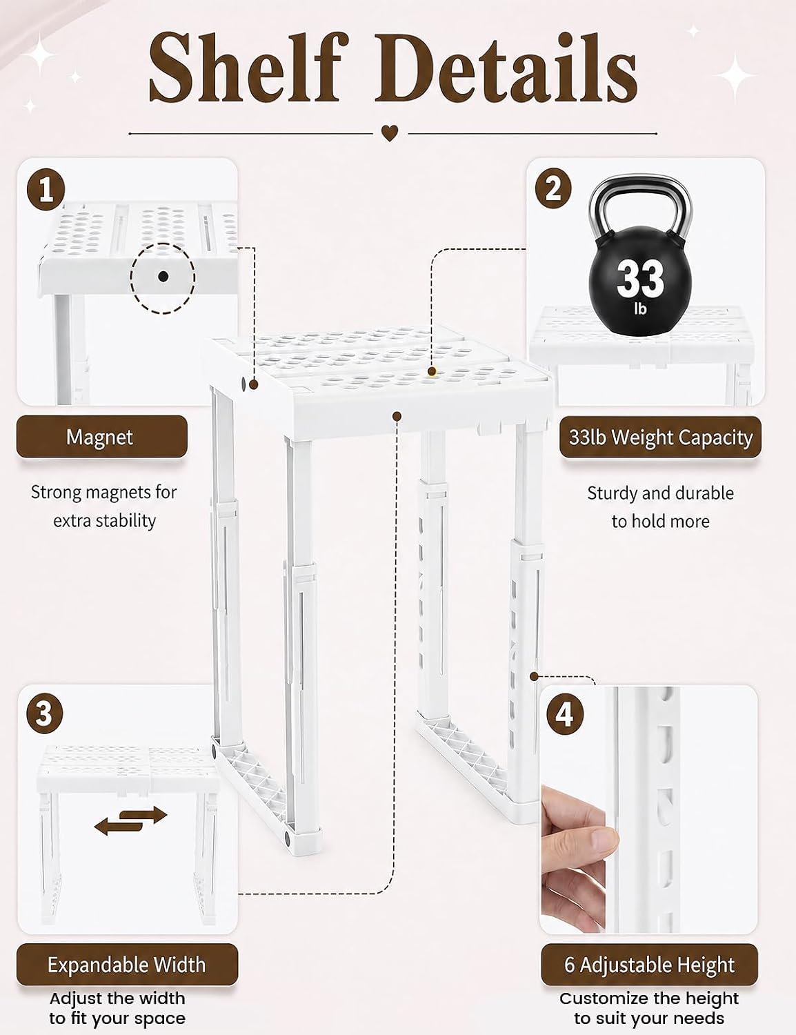 9PCS Locker Accessories for Girl, Locker Organizer, Adjustable Locker Shelf | Sturdy Locker Shelf, Magnetic Whiteboard, Mirror, Pen Holder, Hooks & 3 Markers, Back to School Essentials Locker Decor thumbnail