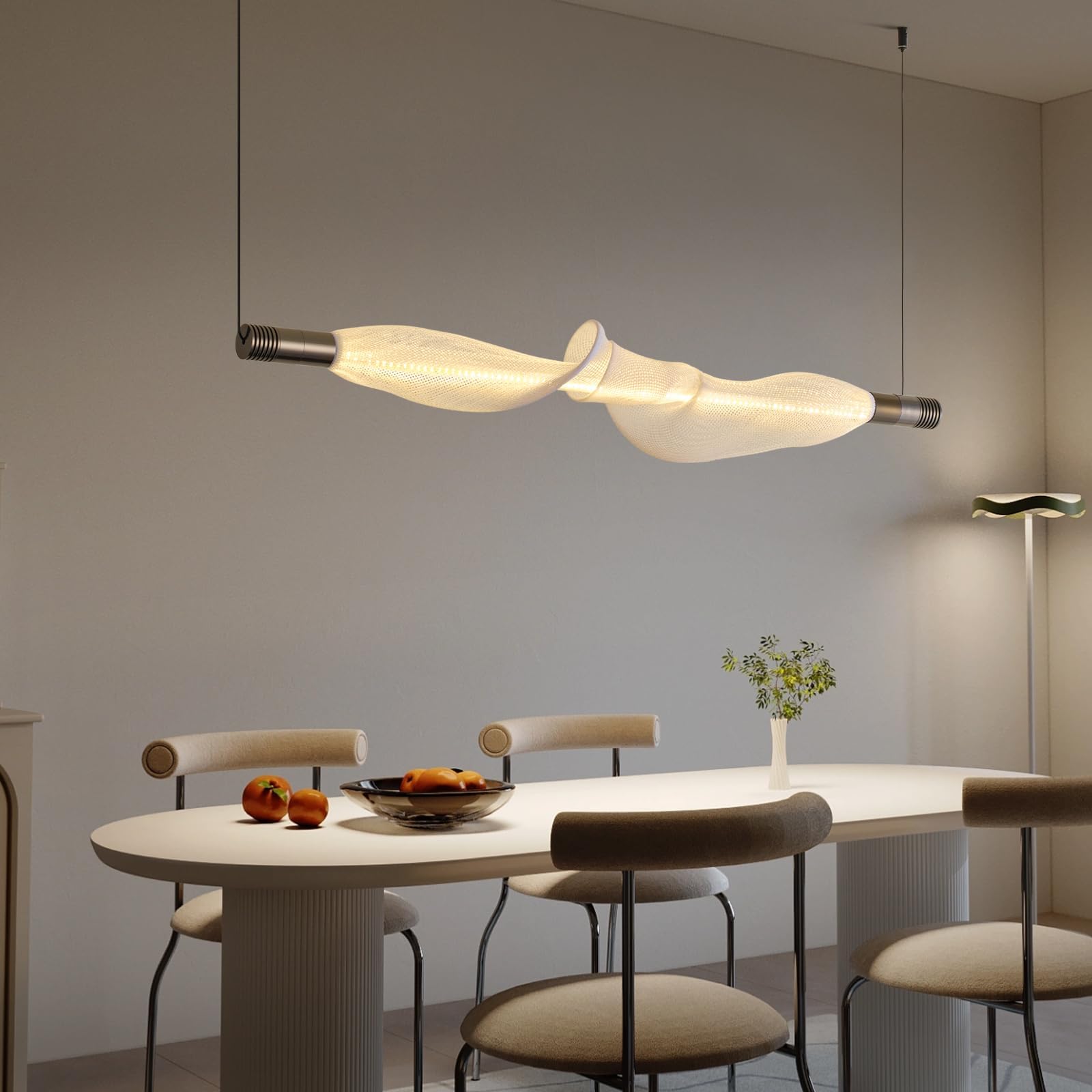 Modern LED Linear Pendant Light 51.18-inch Dining Table lamp, Dimmable Pool Table Light Featuring for Living Room, Dining Room, Kitchen, Bedroom ，3000k-6000k