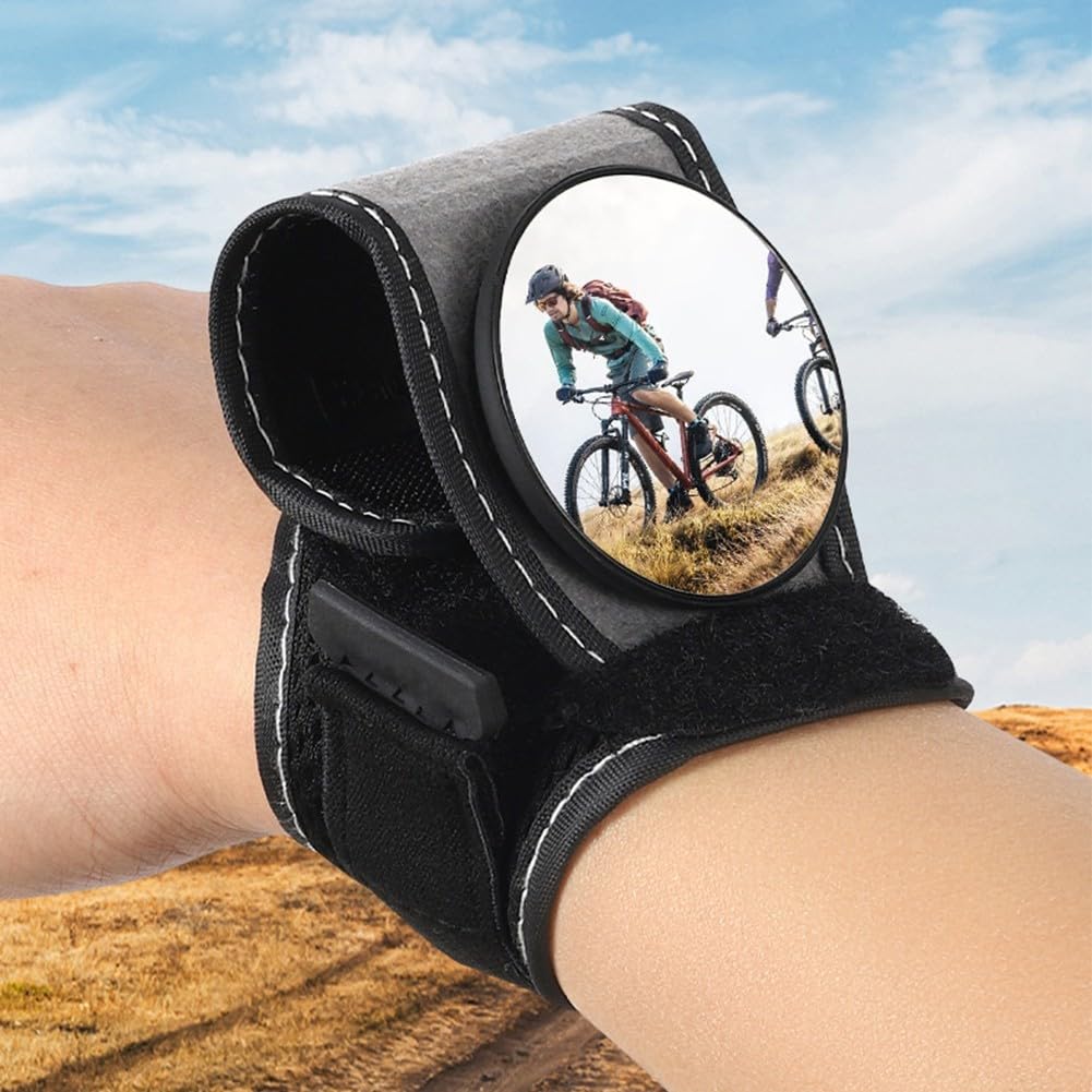 Bike Rearview Mirror, Wrist-worn Rearview Mirror With Adjustable Angle And Elastic Wrist Strap, Acrylic Convex Mirror Shatterproof, Safe Riding Experience