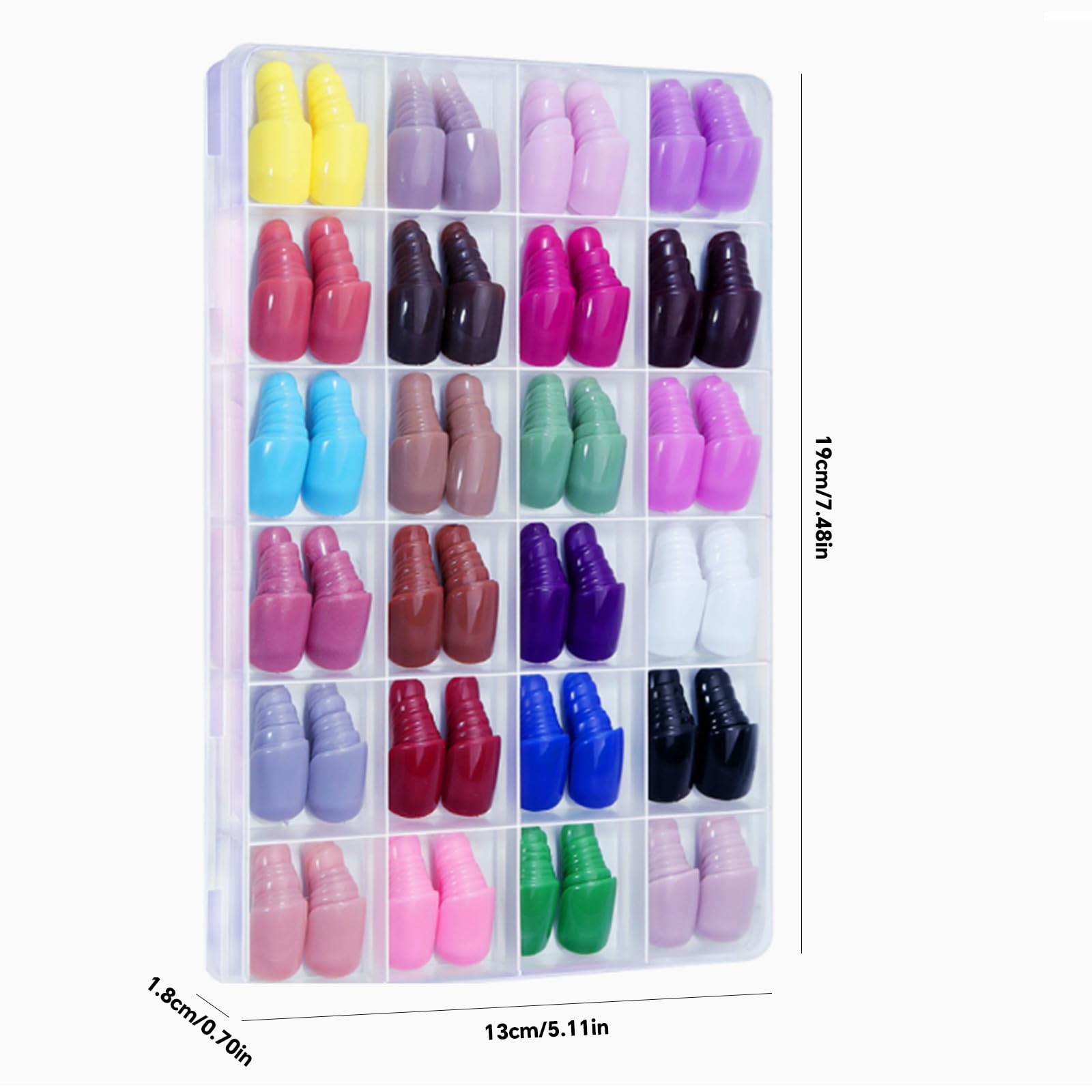 576 Pieces(24 Colors) Long False Nails Round Fake Nail Full Cover Artificial Acrylic Nails Tips Press on Nails for Women Girls DIY Nail Art Design (Short Square False Nails - Image 2