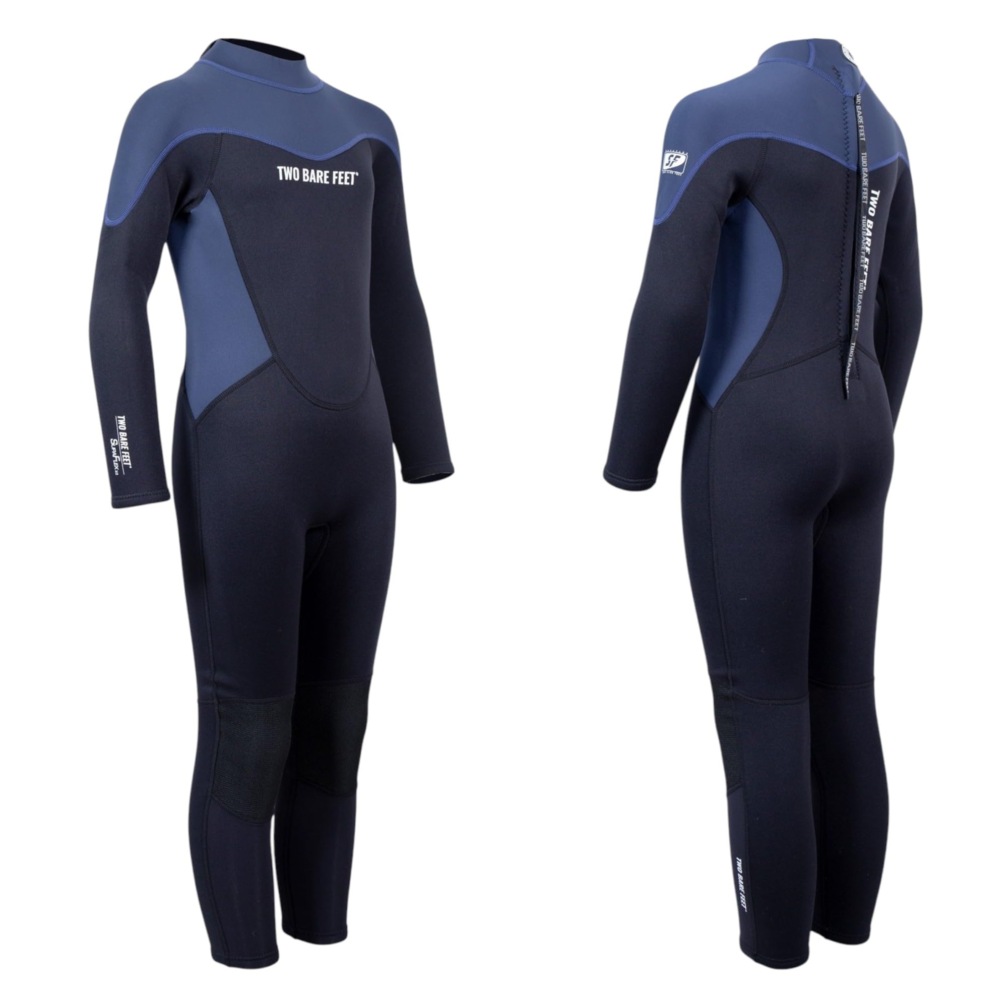 Two Bare Feet Kids 4/3mm Thick Neoprene Multi-Season Wetsuit – Full Length, Flexible & Durable Design for Surfing, Diving, Swimming & Watersports (Navy/Black, XL)