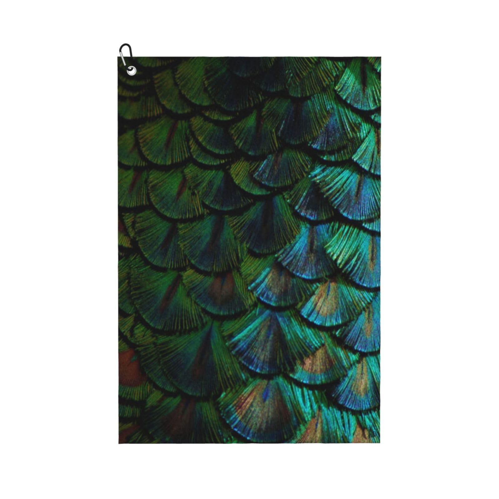 Hnnkloy Beautiful Peacock Feather, 16x24 in Portable Waffle Golf Towels with Carabiner Clip for Golf Bag
