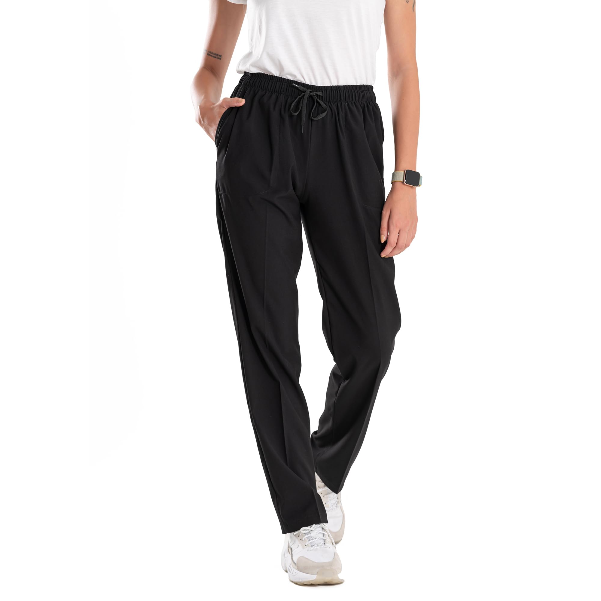 Ellyshine Unisex Black Scrub Trousers With Elastic Waistband, Drawstrings, And 4 Pockets (Uk, Alpha, Xs, Regular, Regular, )
