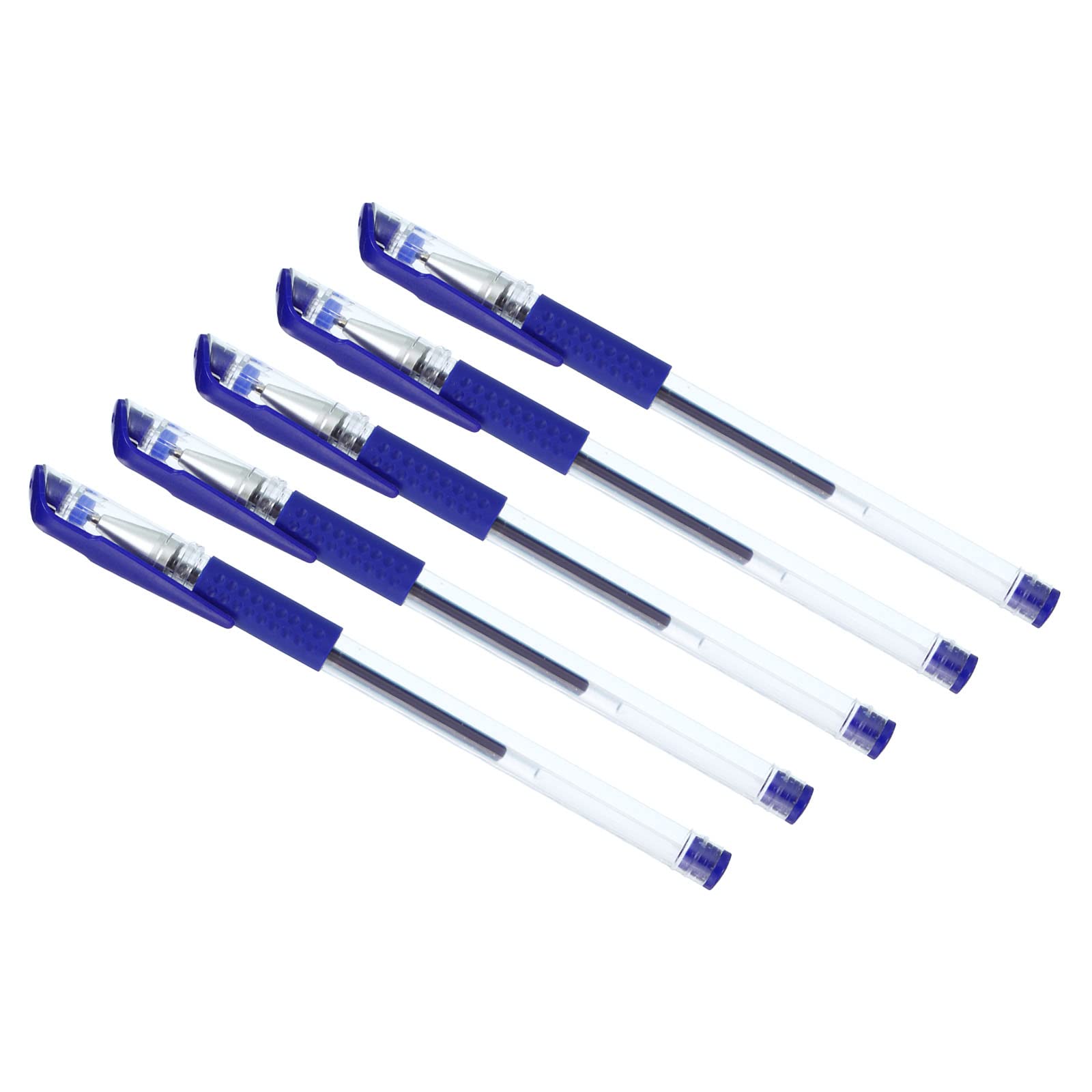 20 Pcs Black Gel Pens 0.5mm Fine Point - Clear Barrel With White Soft Grip Rollerball Pens