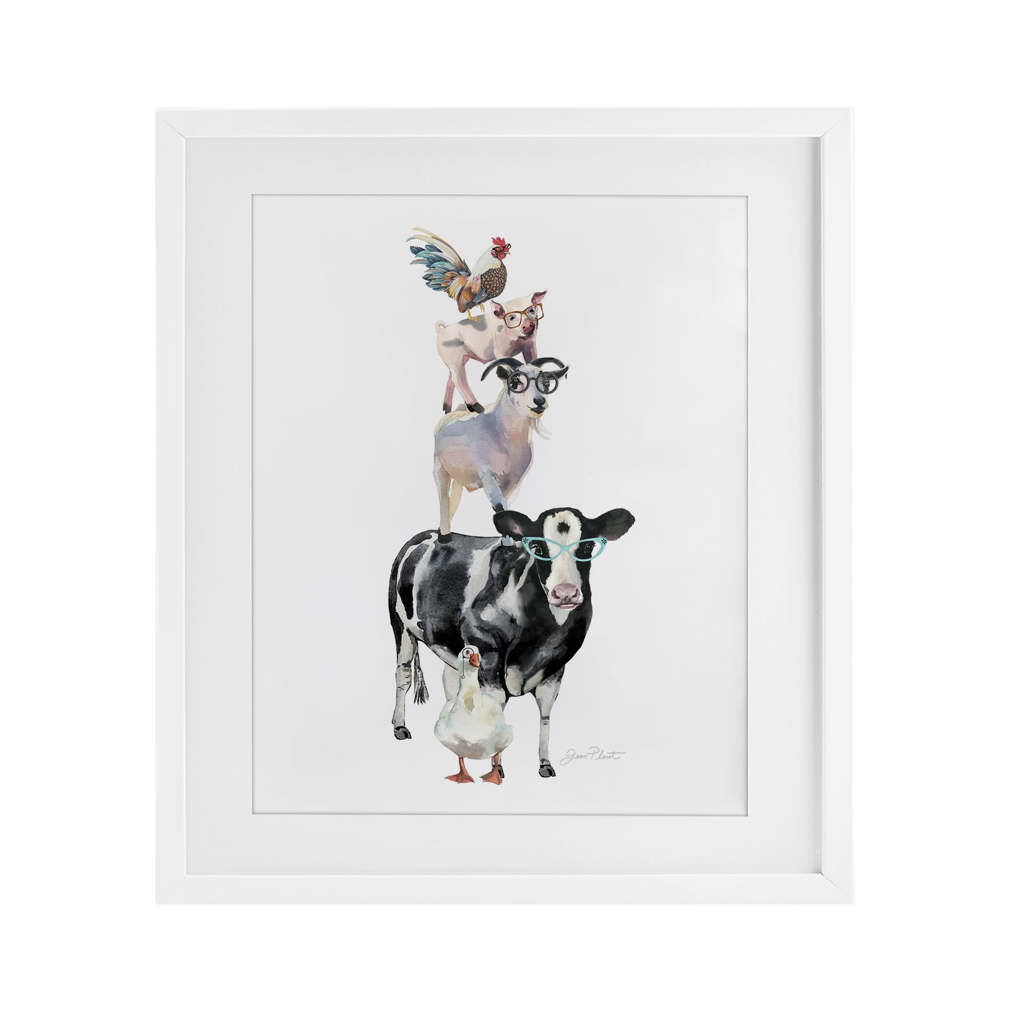 Impression encadrée d'animaux de la ferme par Jean Plout Stupell Industries 40x33 cm