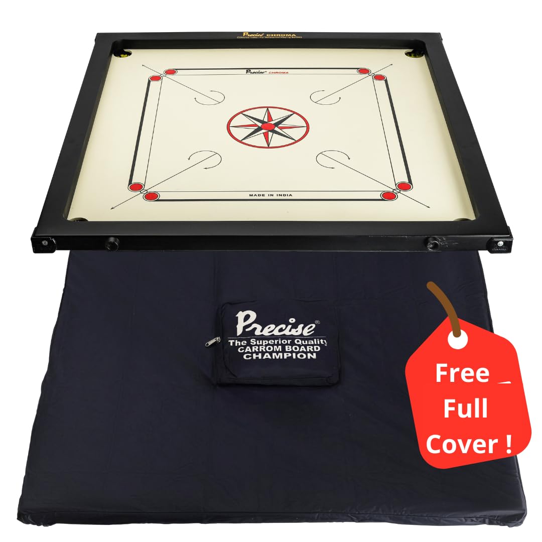 Carrom Original 6 mm Chroma Excel Juego profesional completo patentado, hecho a mano en la India, para 4 jugadores a partir de 9 años