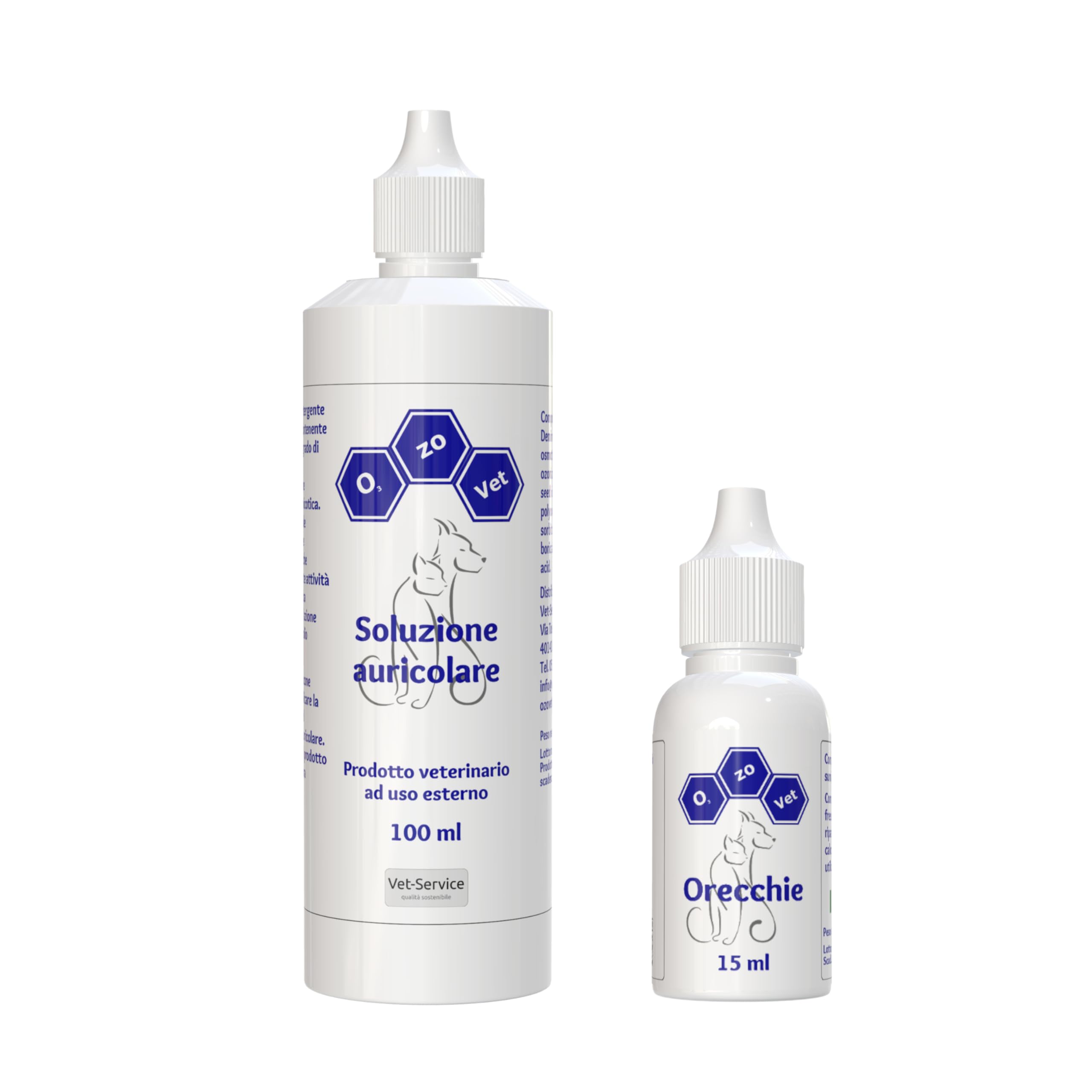 Ozo-Vet Soluzione Auricolare + Ozo-Vet Orecchie | Acquista Insieme Detergente Auricolare e Trattamento con Ozono | Otiti Batteriche, Micotiche, Parassitarie nel Cane e nel Gatto (100 ml + 15 ml)