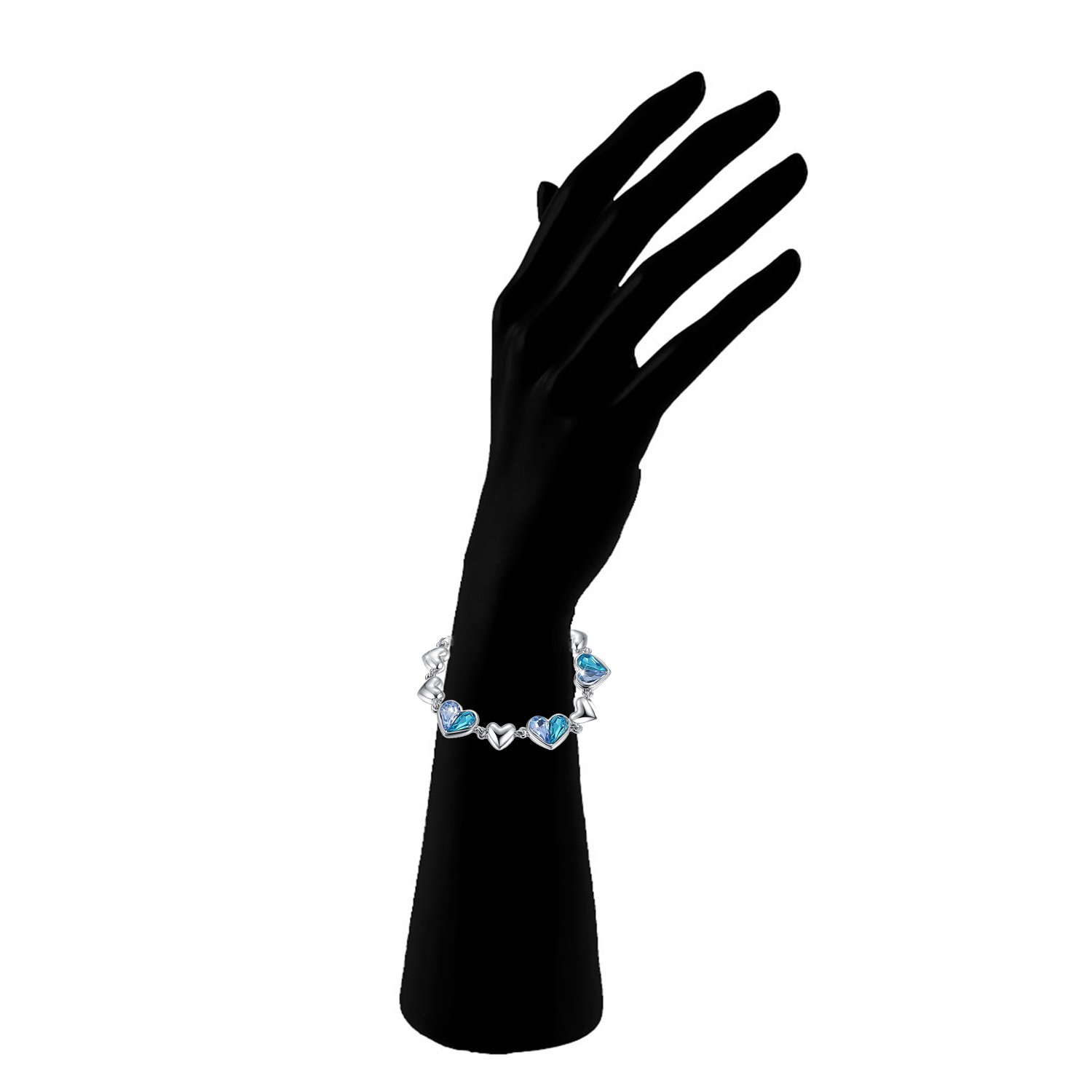 Crystal Dual Heart Love Bracelet in Blue