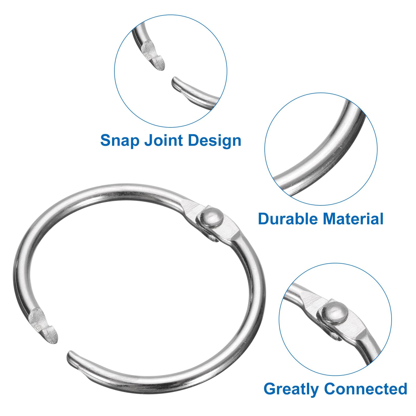Uxcell 14pcs Shower Curtain Rings - 1.3 Inch ID, Iron Round Snap Hooks, White