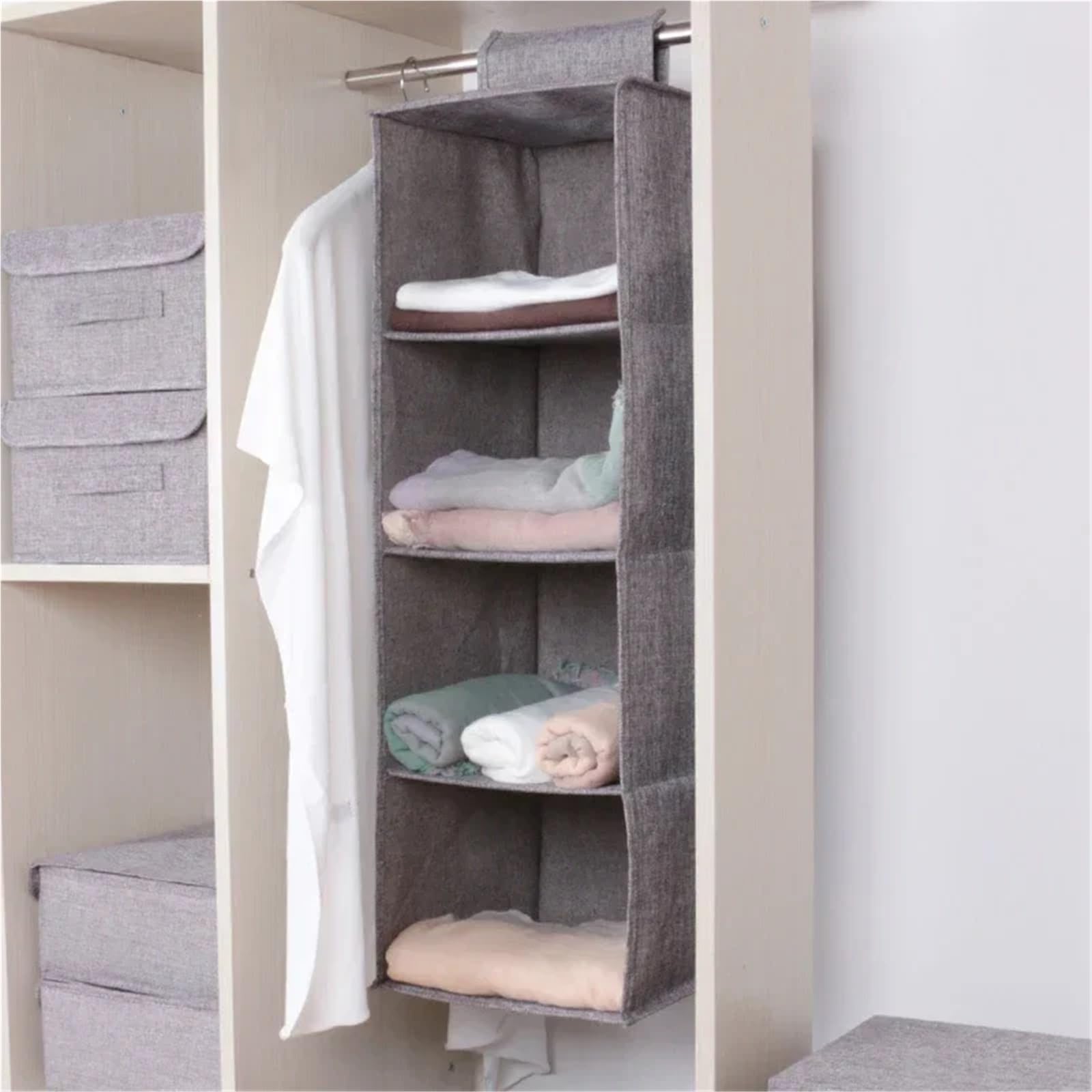 Hängeregal Creative Household Clothes Hanging Drawer Box Underwear Finishing Storage Collapsible Storage Shelves Closet Organizer Für Schlafzimmer(Gray 5-Layer)
