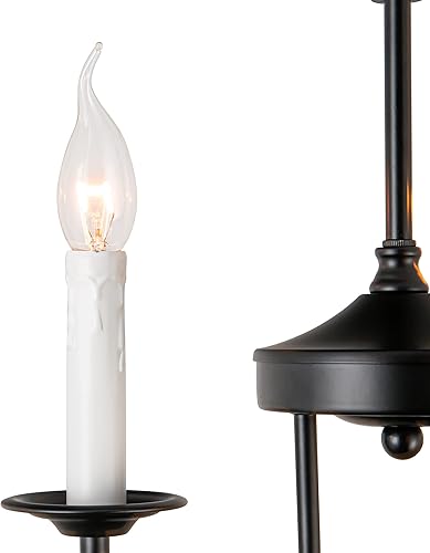 Miniatura 3 de Lámpara de araña vintage de granja negra de 2 niveles, estilo rústico retro, estilo campestre, industrial, grande, redonda