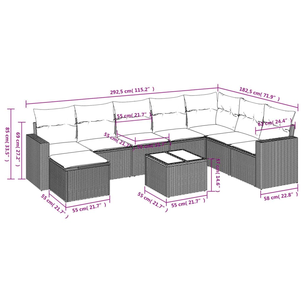 Juego de sofás de jardín de ratán sintético con cojines de color gris claro, fundas extraíbles y compartimento de almacenamiento impermeable debajo del asiento, incluye mesa de cristal para