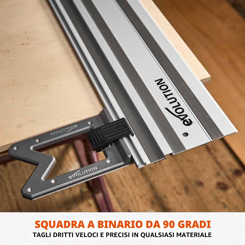 Evolution Power Tools Kit di accessori per binari, guide per sega circolare, kit di accessori: 1 x cavo e guida tubo, 1 x binario quadrato, 1 x arresto sega, 2 x strisce di taglio da 1,4 m