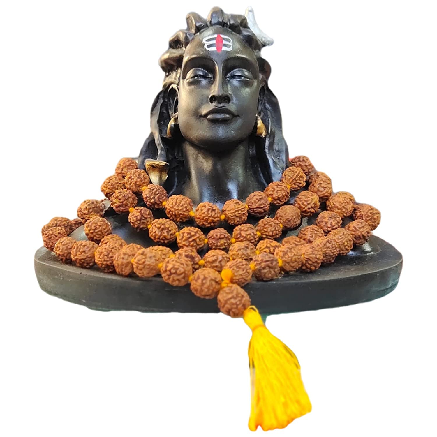 A & S VENTURESA&S Ventures Adiyogi Shiv Shankar Murti Statue with Free 5 Mukhi Rudraksha Mala for Car Dashboard, Pooja Mandir and Home Decor (Matte Black, Big Size) (Resin, Pack of 1)