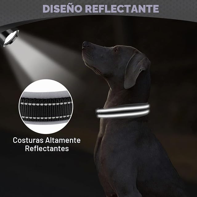 Foto 4 de 6 de Joytale Collar Perro Grande, Resistente y Reflectante, Ajustable de Acolchado Neopreno Nylon, Negro, XL