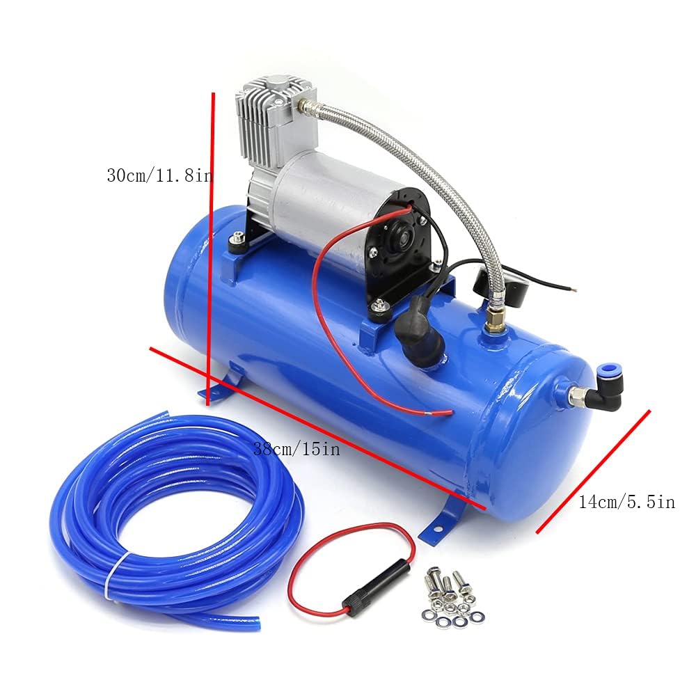 Sistema de compresor de aire portátil de 12 V, tanque de 150 PSI y 6 L para bocinas de tren, kit universal para neumáticos de autocaravana, camión