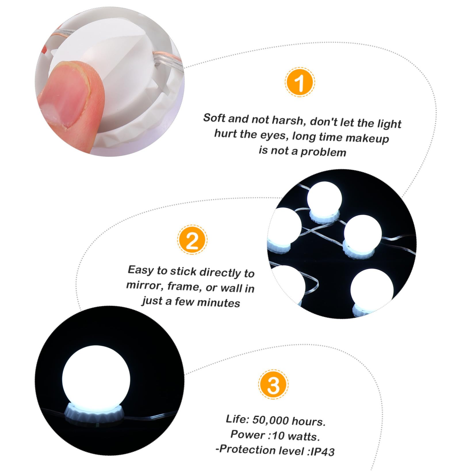 Kit de Lumières LED pour Miroir de Coiffeuse avec 10 Ampoules