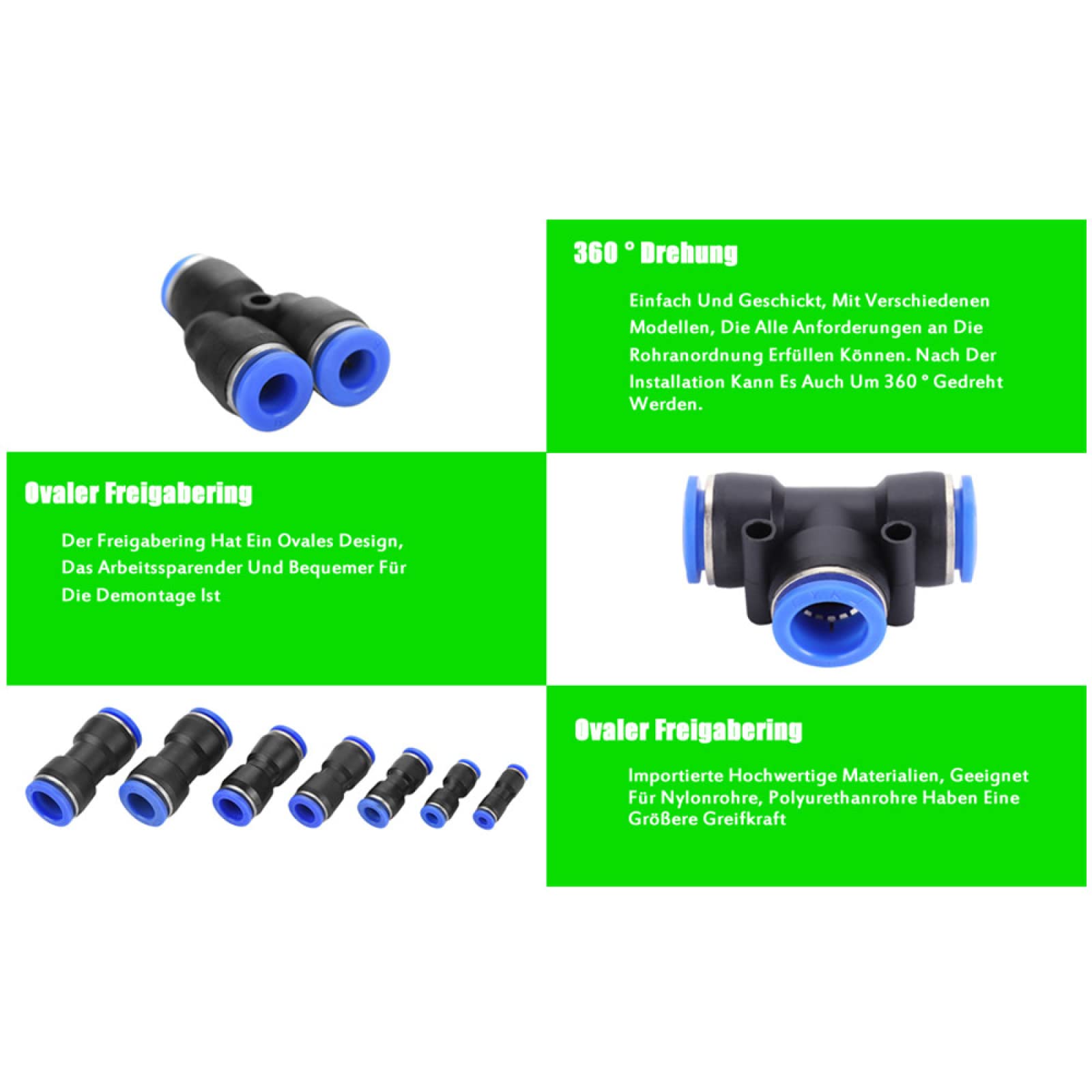 40 stuks, pneumatische push-type snelkoppeling, 6 mm luchtleiding, pneumatische push-type connector, 4 vormen, gebruikt om snel luchtleidingen aan te sluiten, persluchtgereedschap 40 stuks, pneumatische push-type snelkoppeling, 6 mm luchtleiding, pneumatische push-type connector, 4 vormen, gebruikt om snel luchtleidingen aan te sluiten, persluchtgereedschap