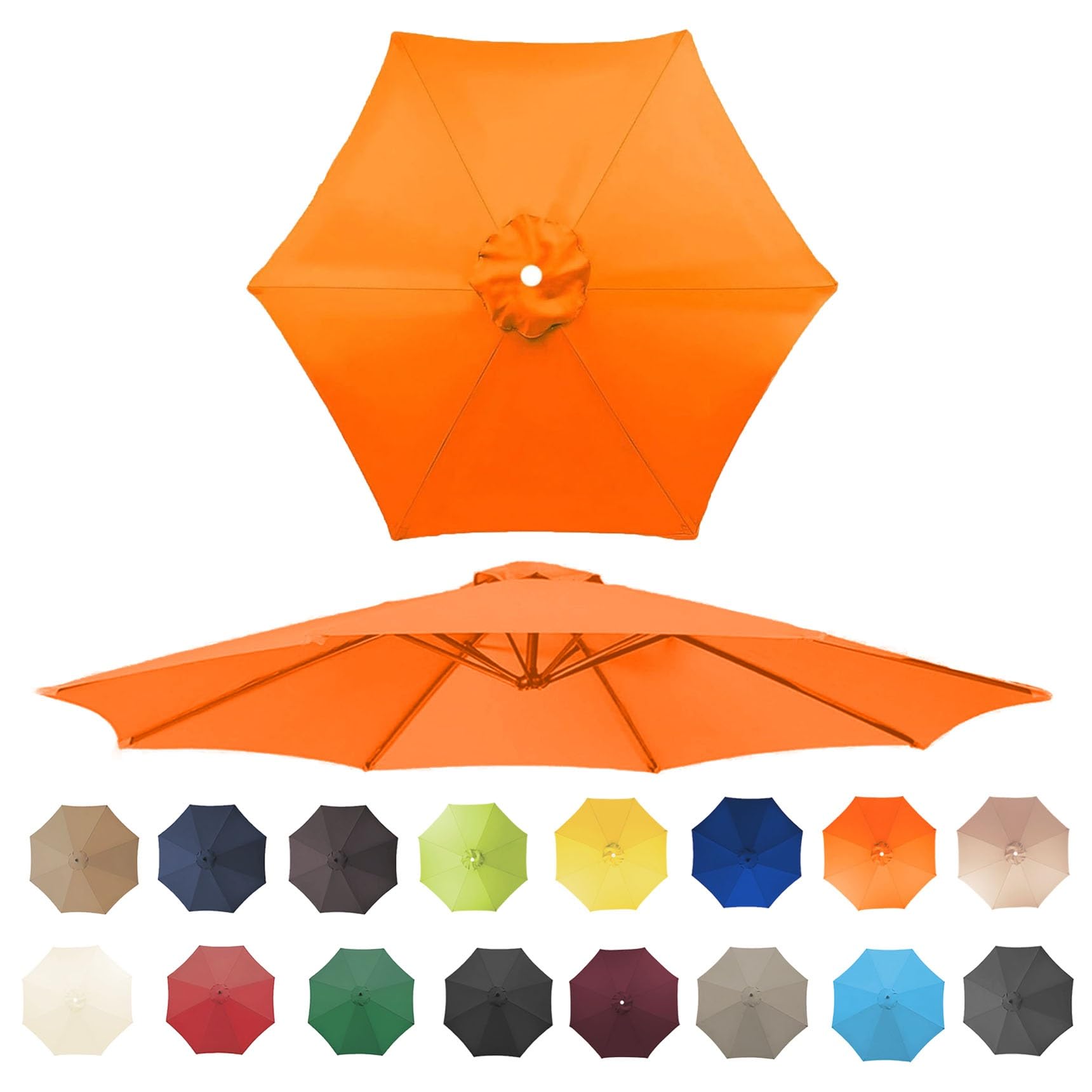 Zapasowy baldachim na parasol 200-350 cm na zewnątrz patio pokrowiec na parasol - pasuje do 6/8 żeber tkanina poliestrowa wodoodporna i żywica UV łatwa do włożenia