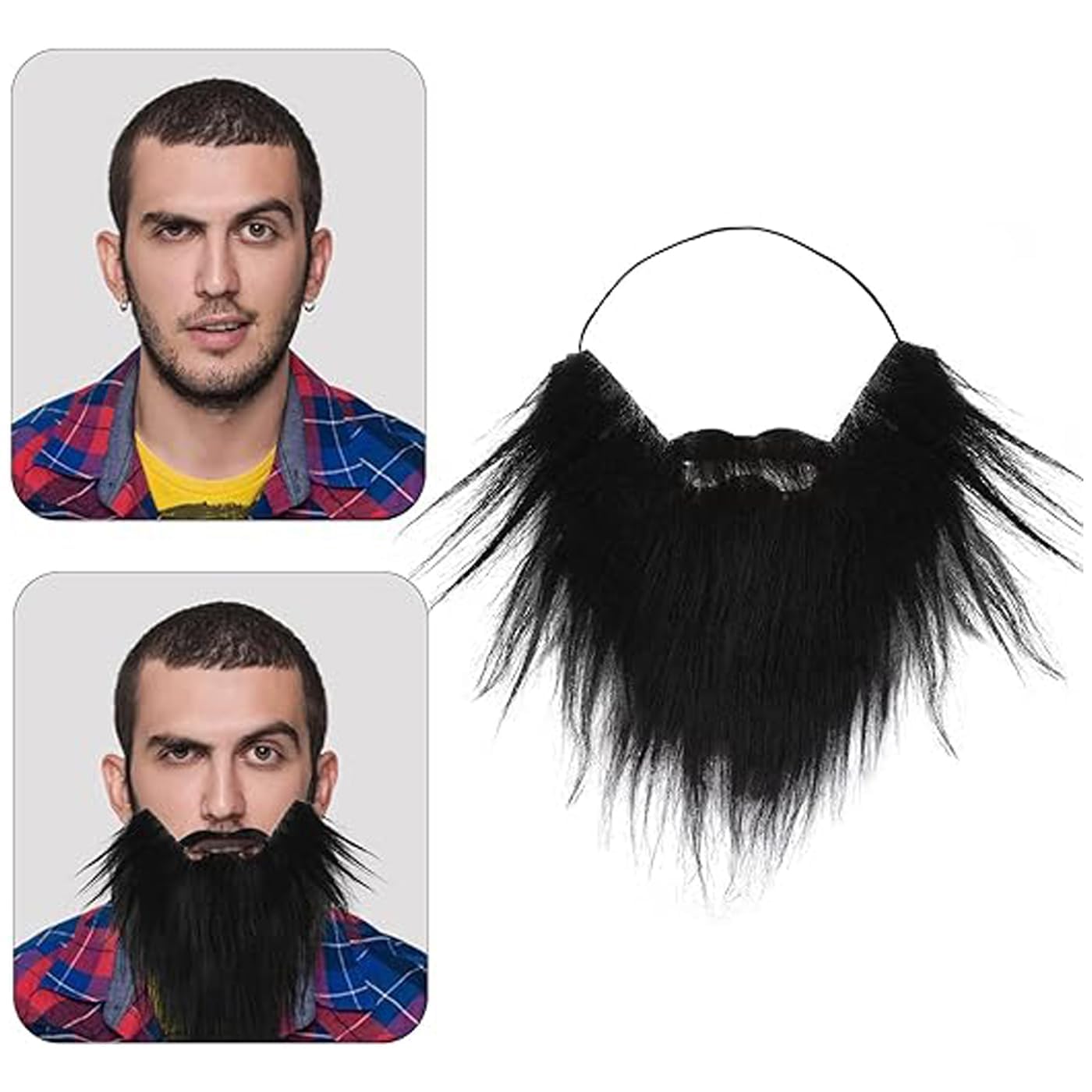 EKAN Synthetic Funny Self Adhesive Fake Attached Beard And Moustache With Elastic Strap For Costume Parties (Pack Of 1) - Image 3 thumbnail